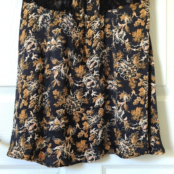 Free People Lucie Floral Scoop Neck Tied Open Back A-Line Mini Dress Black 6 - Picture 15 of 16